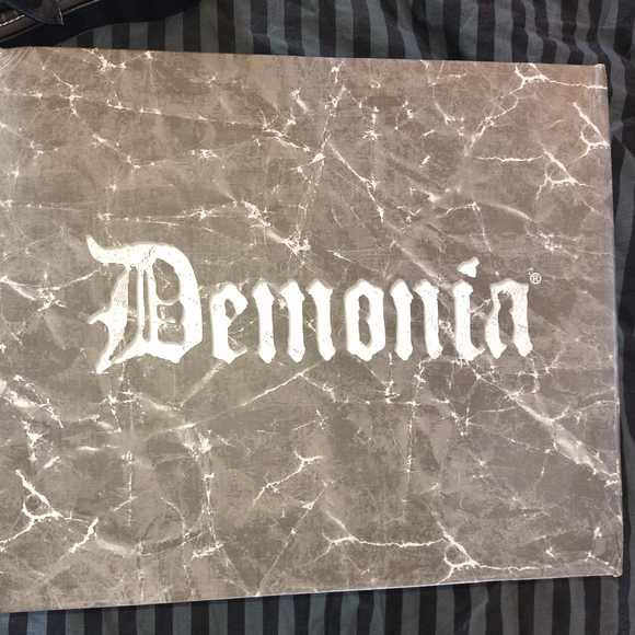 Demonia Black Heart Buckle Boots Iridescent Black ( Emily Size 8 Women's) - Picture 2 of 10